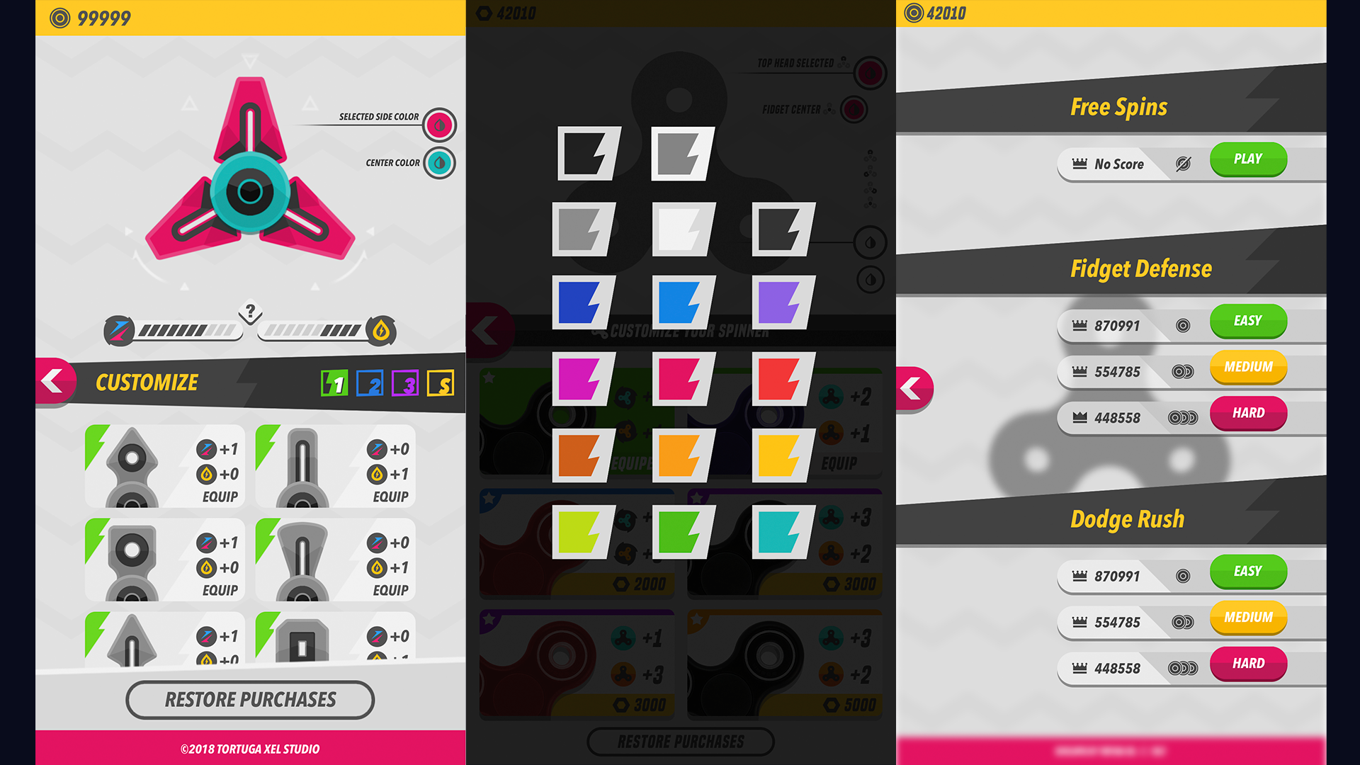Fidget Winner - Store / Colors / Mode Selection UIs